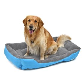 Washable Pet Dog Cat Bed Puppy Cushion House Pet Soft Warm Kennel Dog Mat Blanke (Color: Blue, size: S)