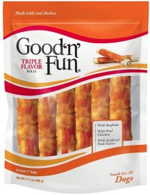 Healthy Hide Good N Fun Triple Flavor Rolls (18 count (3 x 6 ct): 18 count (3 x 6 ct) Healthy Hide Good N Fun Triple Flavor Rolls)