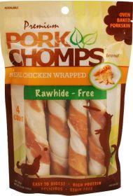 Pork Chomps Premium Real Chicken Wrapped Twists Large (20 count (5 x 4 ct): 20 count (5 x 4 ct) Pork Chomps Premium Real Chicken Wrapped Twists Large)